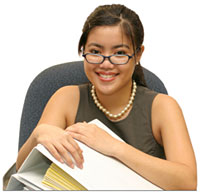 Photo of woman with notebooks